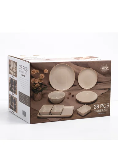 28 pieces Stoneware Dinnerware Set, Dishwasher &amp; Microwave Safe Durable Everyday Dining Set - white