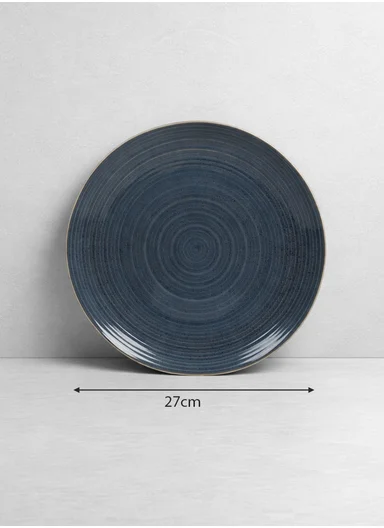 28 pieces Stoneware Dinnerware Set, Dishwasher &amp; Microwave Safe Durable Everyday Dining Set - Steel Blue