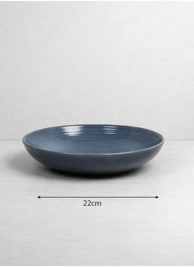 28 pieces Stoneware Dinnerware Set, Dishwasher &amp; Microwave Safe Durable Everyday Dining Set - Steel Blue