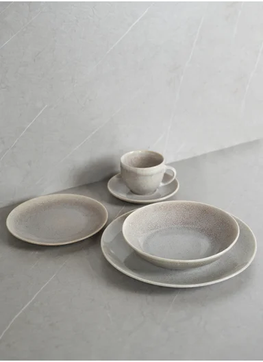 30 pieces Stoneware Dinnerware Set, Dishwasher &amp; Microwave Safe Durable Everyday Dining Set - Beige