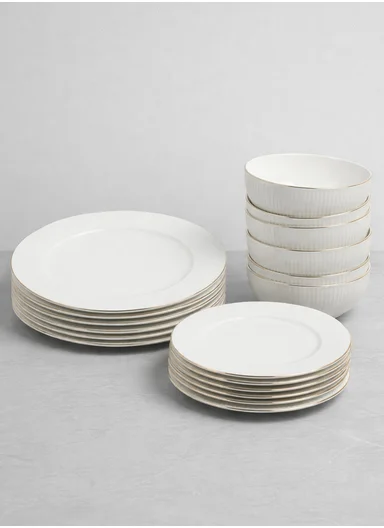 18 pieces Stoneware Dinnerware Set, Dishwasher &amp; Microwave Safe Durable Everyday Dining Set 