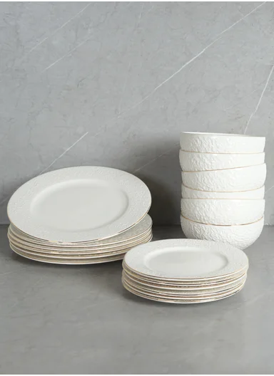 18 pieces Stoneware Dinnerware Set, Dishwasher &amp; Microwave Safe Durable Everyday Dining Set