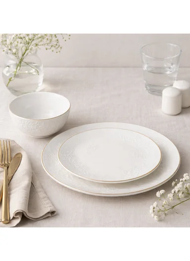 18 pieces Rounded Stoneware Dinnerware Set, Dishwasher &amp; Microwave Safe Durable Everyday Dining Set