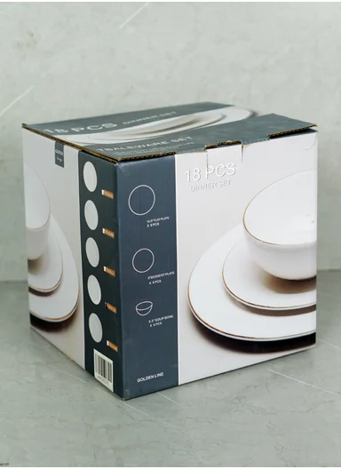 18 pieces Rounded Stoneware Dinnerware Set, Dishwasher &amp; Microwave Safe Durable Everyday Dining Set