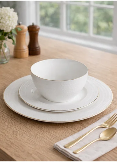 18 pieces Stoneware Dinnerware Set, Dishwasher &amp; Microwave Safe Durable Everyday Dining Set -Woven