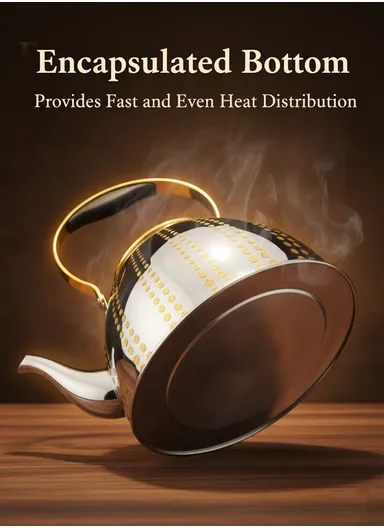 2.0L Stainless Steel Tea Kettle With Heat-Resistant Handle &amp; Removable Filter HR7134-3