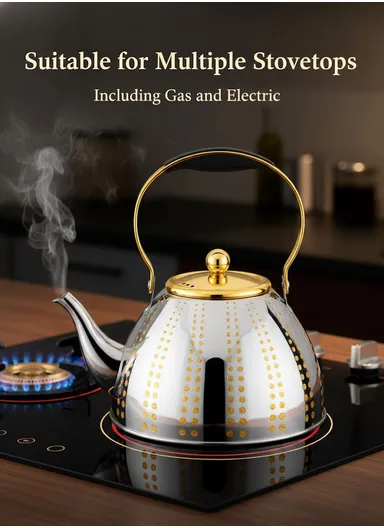 2.0L Stainless Steel Tea Kettle With Heat-Resistant Handle &amp; Removable Filter HR7134-3
