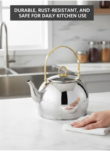 1.0L Stainless Steel Kettle with Golden Handle HR710-6