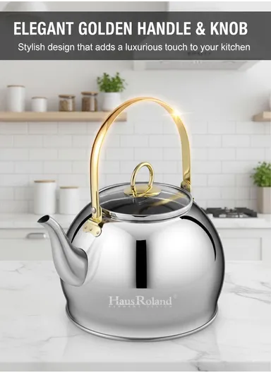 1.0L Stainless Steel Kettle with Golden Handle HR710-6