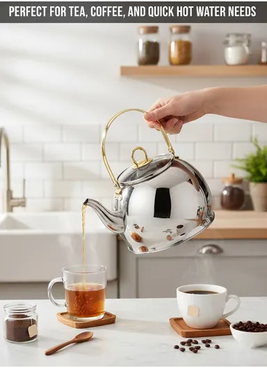 1.0L Stainless Steel Kettle with Golden Handle HR710-6