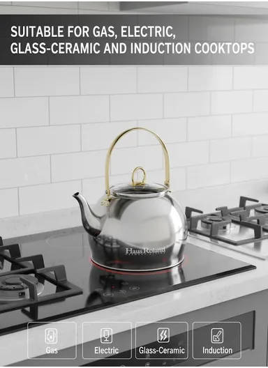 1.0L Stainless Steel Kettle with Golden Handle HR710-6