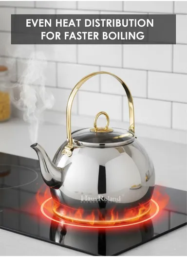 1.0L Stainless Steel Kettle with Golden Handle HR710-6