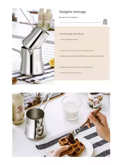 4-Piece Stainless Steel Turkish Coffee Warmer Pot Set With Stand (D14 x H28)cm