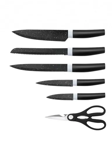 7-Pieces Stainless Steel Knife Set with Built-In Sharpening Holder &amp; Scissors – Black