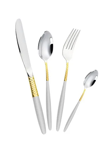 24-Pieces 18/10 Stainless Steel Cutlery Set with Gold-Accent Handles 
