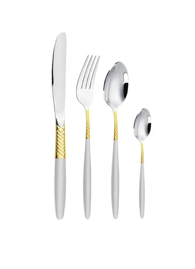 86 Pieces Stainless Steel Flatware Set With Knives, Forks, Spoons &amp; Teaspoons HR033-7