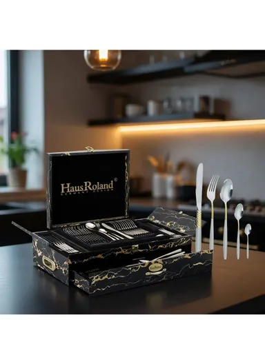 86 Pieces Stainless Steel Flatware Set With Knives, Forks, Spoons &amp; Teaspoons HR033-7