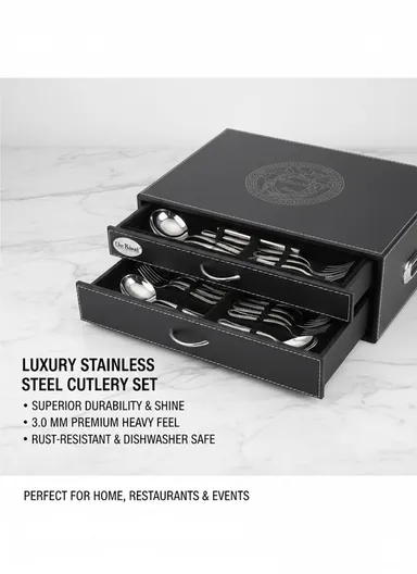 86-Piece 18/10 Stainless Steel Cutlery Set With 2-Layer Luxury Storage Drawer – HR036-8