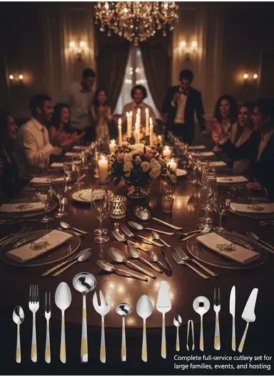 86-Piece 18/10 Stainless Steel Cutlery Set With 2-Layer Luxury Storage Drawer – HR036-8