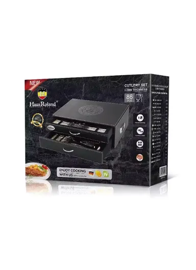 86-Piece 18/10 Stainless Steel Cutlery Set With 2-Layer Luxury Storage Drawer – HR036-8