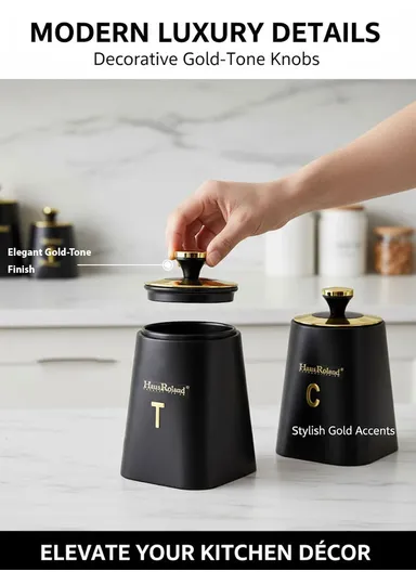 3-Pieces Iron Storage Canister Set with Powder Coating HR423-1 – Black