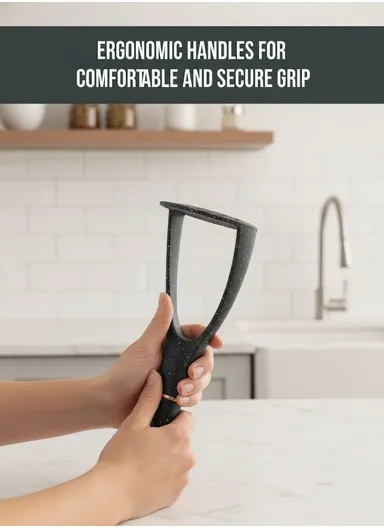 7-Pieces Kitchen Tools Set with Speckled Finish &amp; Holder (D16 × H7)cm - Black