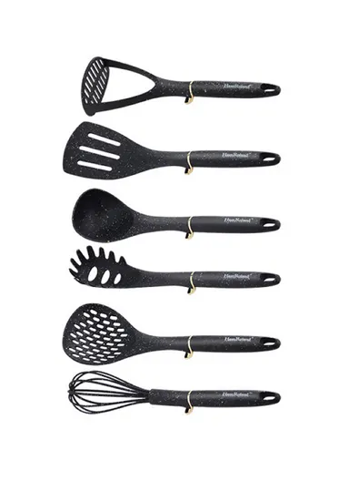 7-Pieces Kitchen Tools Set with Speckled Finish &amp; Holder (D16 × H7)cm - Cream
