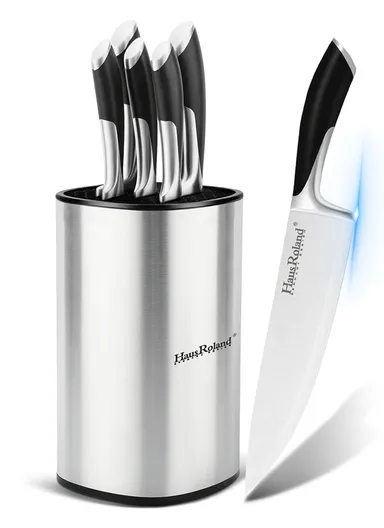 6-Pieces Stainless Steel Knife Set with Brushed Holder (W12 × H21)cm