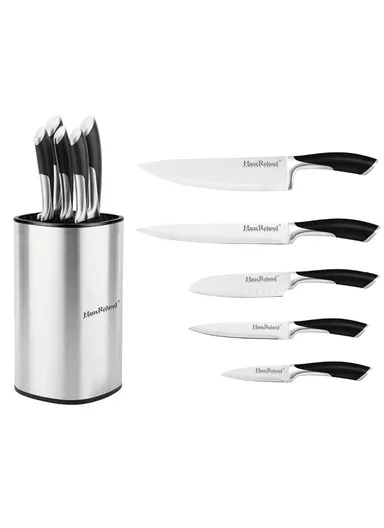 6-Pieces Stainless Steel Knife Set with Brushed Holder (W12 × H21)cm