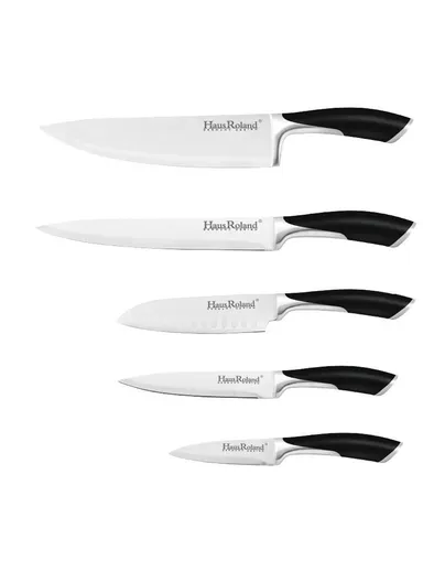 6-Pieces Stainless Steel Knife Set with Brushed Holder (W12 × H21)cm