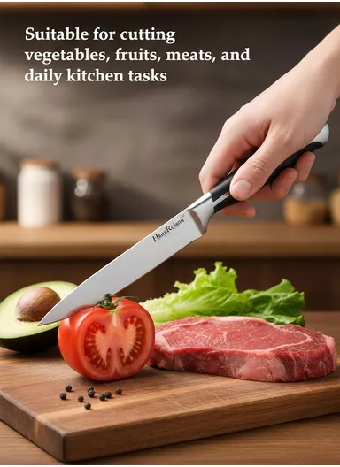 5" Stainless Steel Utility Knife with Ergonomic Handle HR639-2