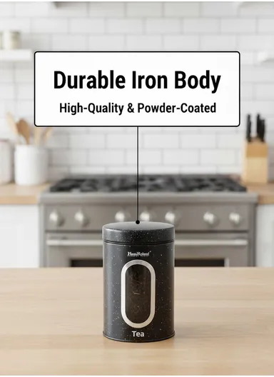 3-Pieces Speckled Storage Canister Set with Window (D11 × H16)cm - Black