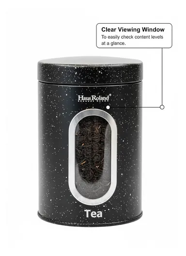 3-Pieces Speckled Storage Canister Set with Window (D11 × H16)cm - White