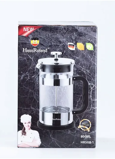 800ML Stainless Steel &amp; Glass Press Coffee Maker (D11 × H16)cm