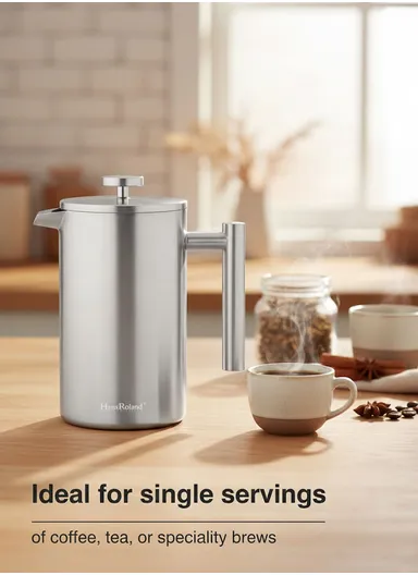 350ML Double-Wall Stainless Steel Press Coffee Maker (D9 × H17.5)cm