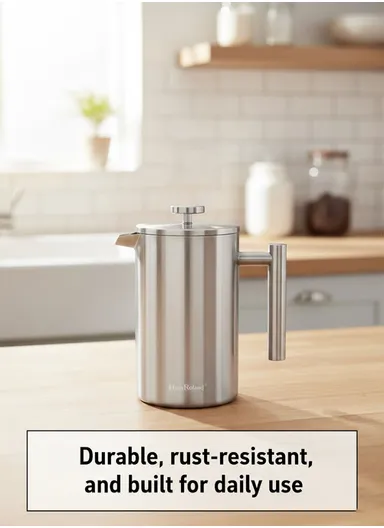 350ML Double-Wall Stainless Steel Press Coffee Maker (D9 × H17.5)cm