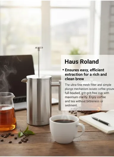 350ML Double-Wall Stainless Steel Press Coffee Maker (D9 × H17.5)cm