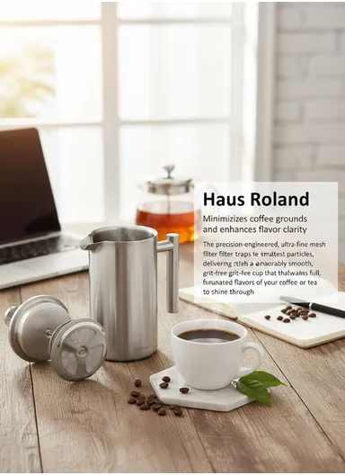 350ML Double-Wall Stainless Steel Press Coffee Maker (D9 × H17.5)cm