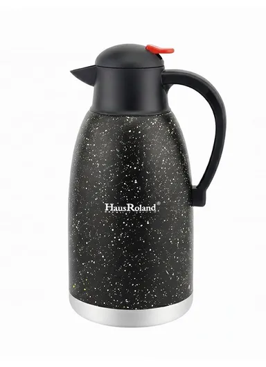 2L Stainless Steel Thermal Flask with Speckled Design &amp; Press-Button Lid – Black