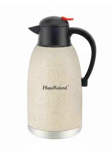 2L Stainless Steel Thermal Flask with Speckled Design &amp; Press-Button Lid – White