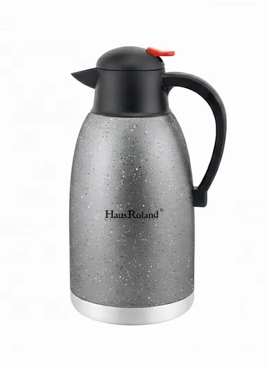 2L Stainless Steel Thermal Flask with Speckled Design &amp; Press-Button Lid – Grey