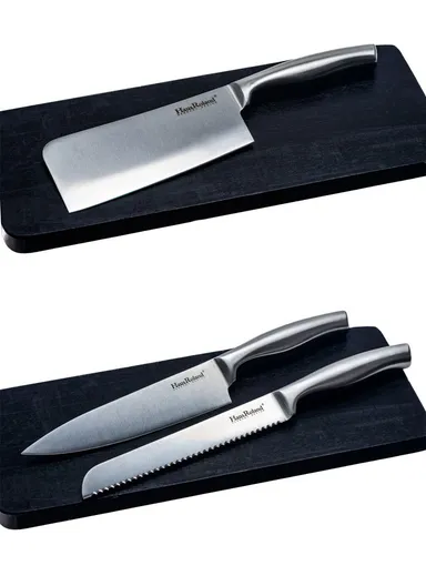 8-Pieces High Stainless Steel Knife Set with Rubber Wood Block (W11 × D18 × H22)cm