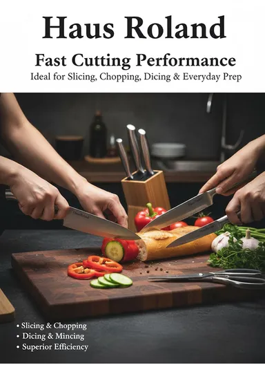 8-Pieces High Stainless Steel Knife Set with Rubber Wood Block (W11 × D18 × H22)cm