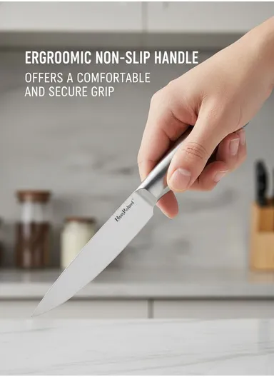 5" Stainless Steel Utility Knife with Ergonomic Handle HR641-2