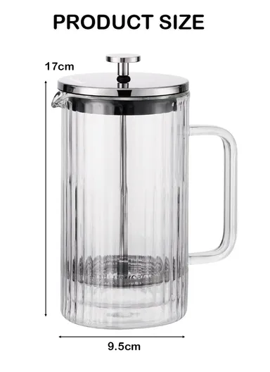 600ML Double-Wall Glass Press Coffee Maker (D9.5 x H17)cm