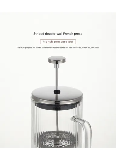600ML Double-Wall Glass Press Coffee Maker (D9.5 x H17)cm