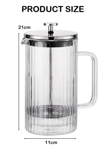 600ML Double-Wall Glass Press Coffee Maker (D9.5 x H17)cm