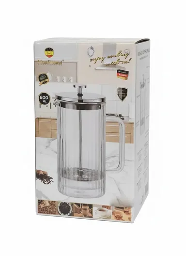 600ML Double-Wall Glass Press Coffee Maker (D9.5 x H17)cm