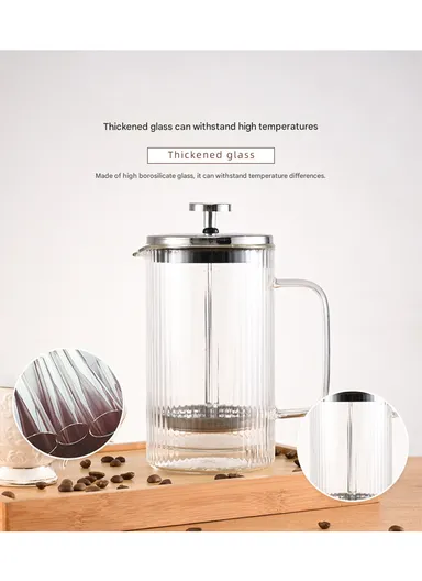 1000ML Double-Wall Glass French Press Coffee Maker (D11 x H20)cm
