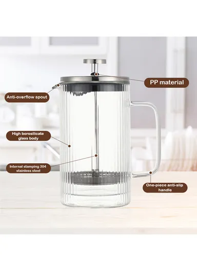 1000ML Double-Wall Glass French Press Coffee Maker (D11 x H20)cm